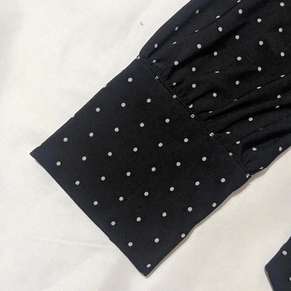 Anne Klein Long Sleeve Polka Dot Blouse, Color Black/White, Size M - Picture 6 of 12